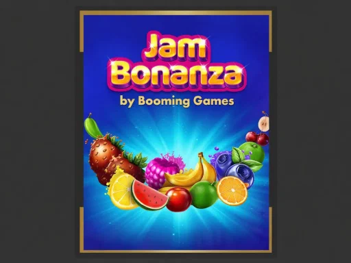 Jam Bonanza fruit artwork against a deep blue background